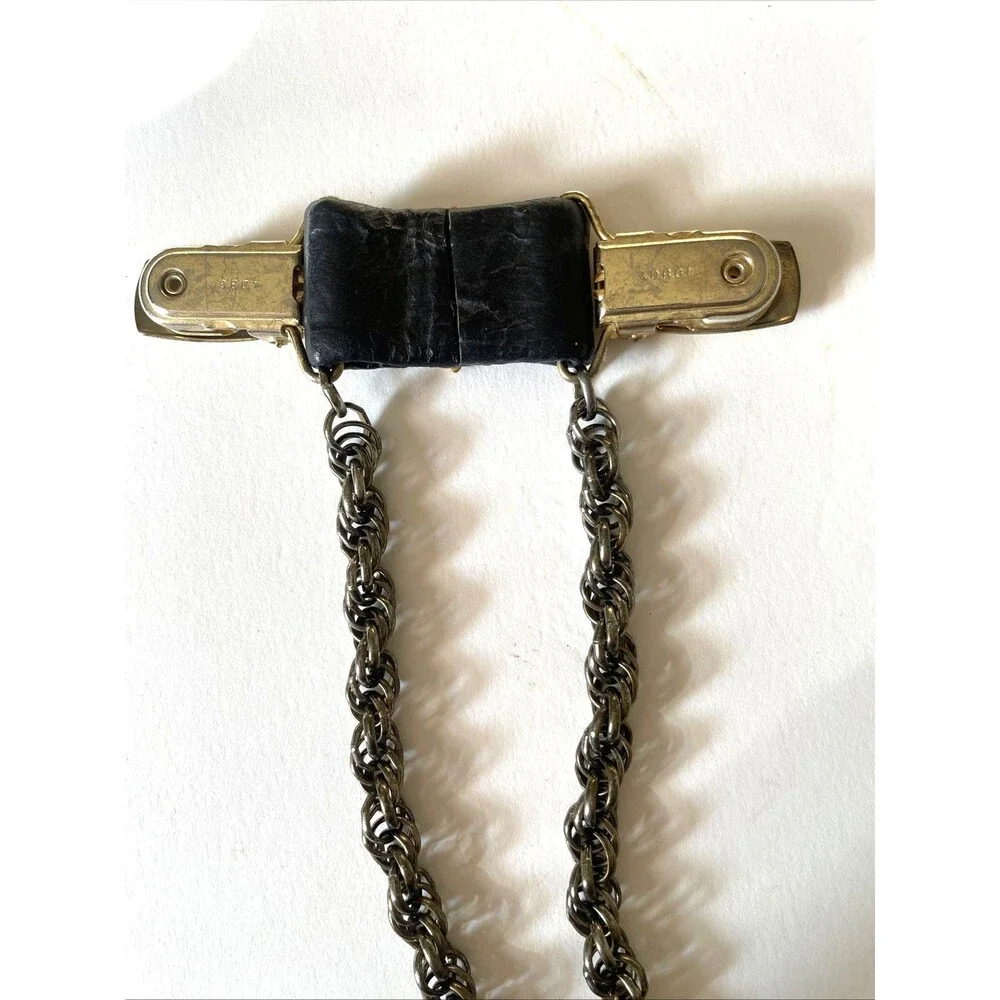 Vintage 80s Jacket Clip Goth Fleur De Lis Chain Tassel